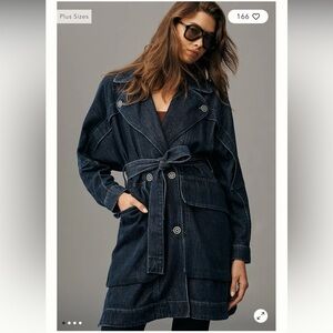 Pilcro Oversized Draped Dolman Denim Trench Coat